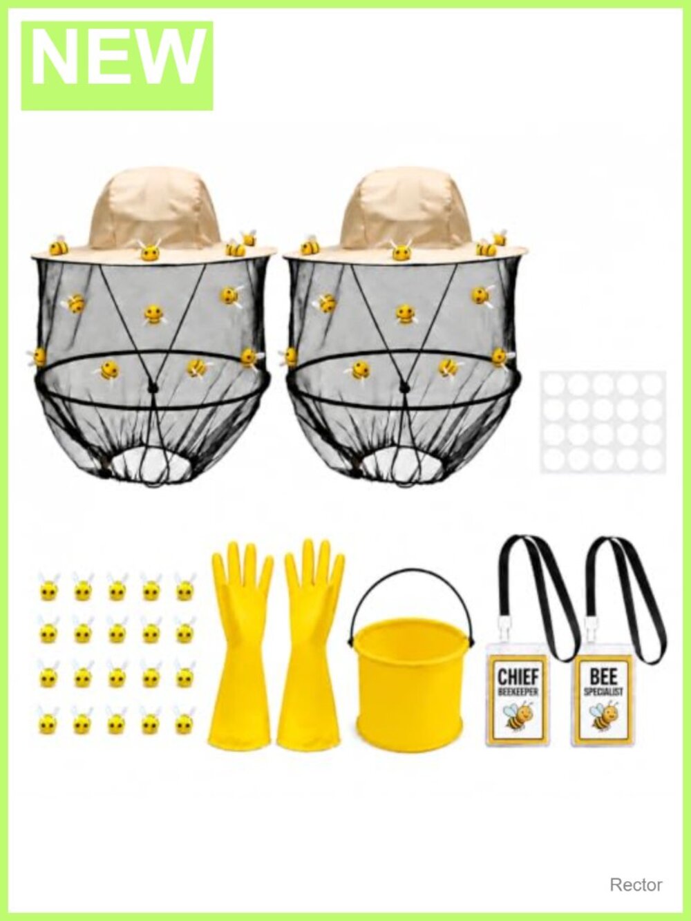 Bee Keeper Costume Set 46 Pcs Foldable Hats Veils Felt Bees Gloves Bucket